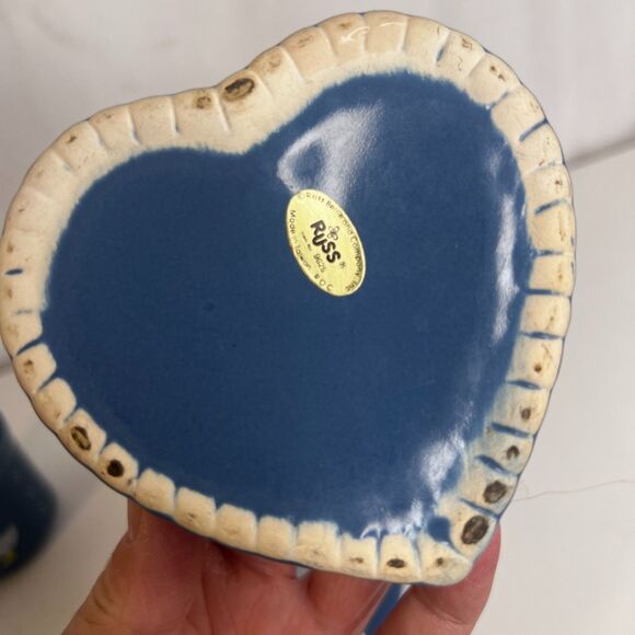 Russ Berrie & Company Duck Goose Heart Shaped Trinket Dish & Candle Holder - Picture 12 of 14